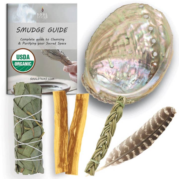 Soul Sticks - Smudging Starter Kit w/ Guide: Eucalyptus Sage for wholesale by Designs by Deekay Inc.