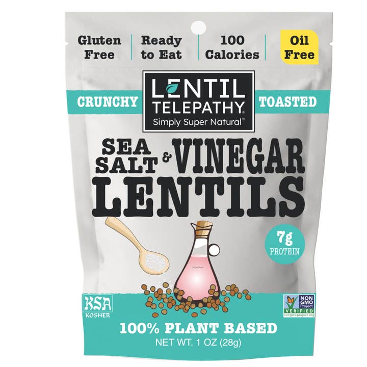 Lentil Telepathy Salt & Vinegar Toasted Lentil Snack - 1oz Bags for wholesale by Lentil Telepathy