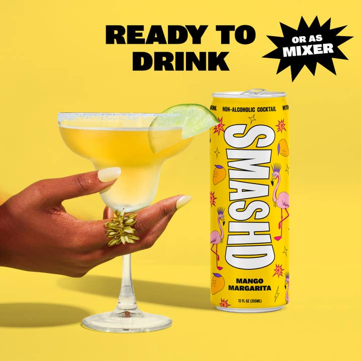 SMASHD Non-Alcoholic cocktails - Wholesale Non-Alcoholic Aperitif/Mocktail - Mango Margarita Non-Alcoholic Mocktails Beverage 12 Pack