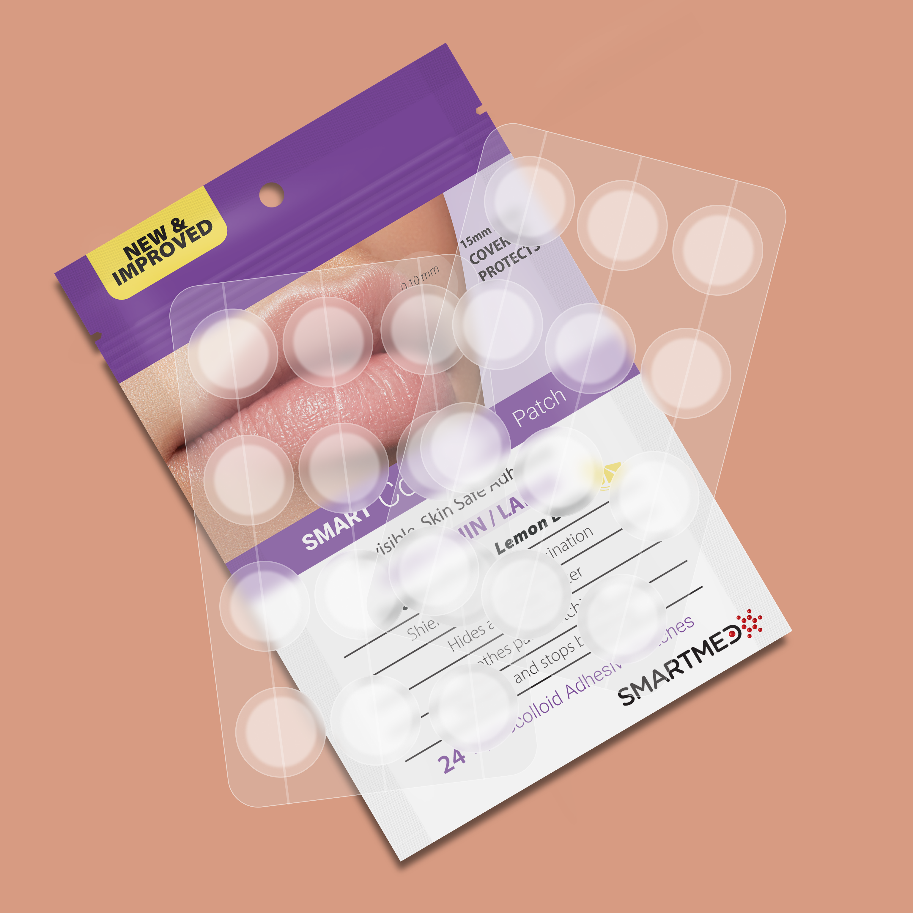 SMARTMED - Wholesale Bandaids/Bandages - Smart Cold Sore Large Treatment Patch with Lemon Balm Clear2