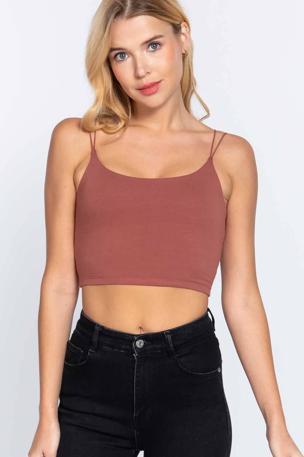 Vanilla Monkey - Wholesale Tank Top - Women's - Round Neck Elastic Strap Two Ply Knit Cami Crop Top15