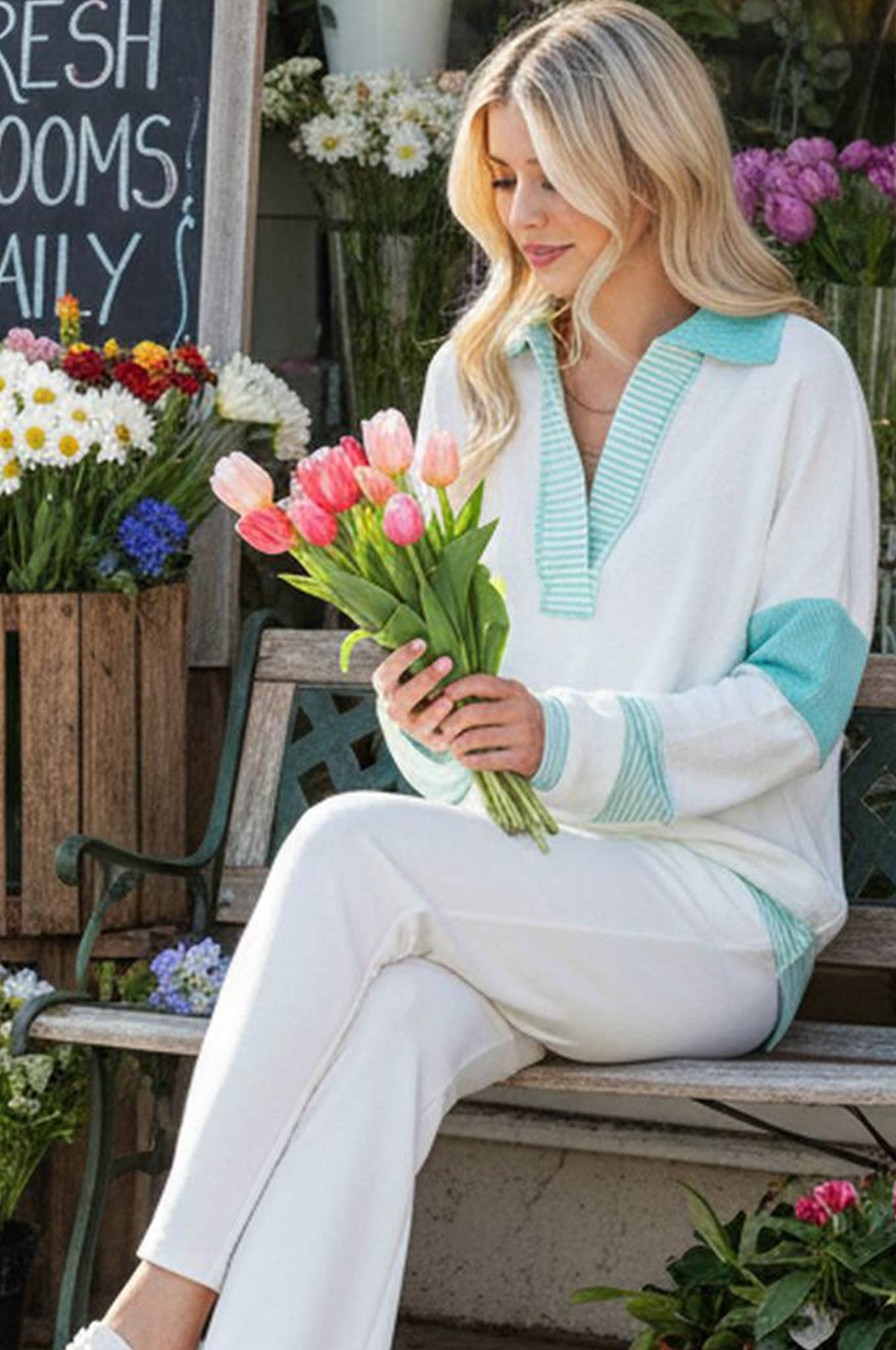 Burgundy Apparel - Wholesale Tunic - Women's - SOLID LOOSE FIT TOP WITH STRIPE CONTRAST11