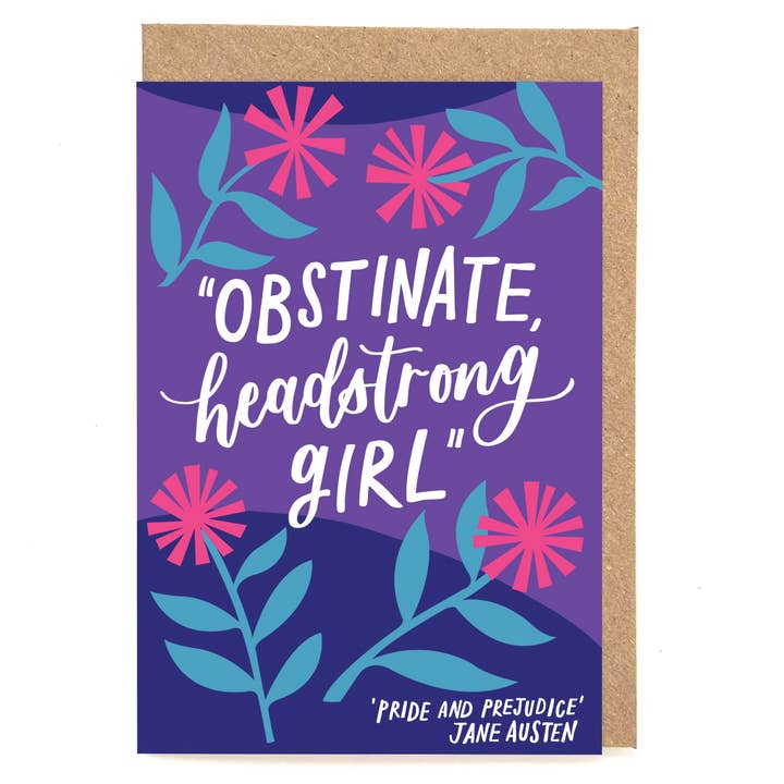 Fun Jane Austen quote card for feminists and literary lovers for wholesale by Now Then, Sunshine!