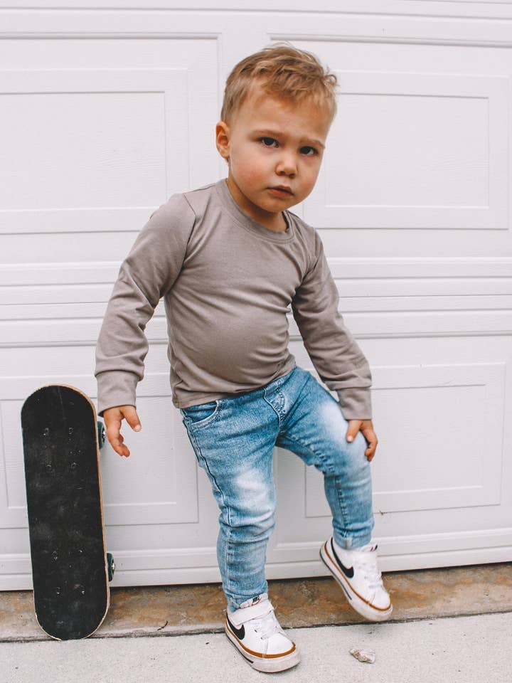 Tiny Basic Long Sleeve | Grey for wholesale by Tiny Trends Co