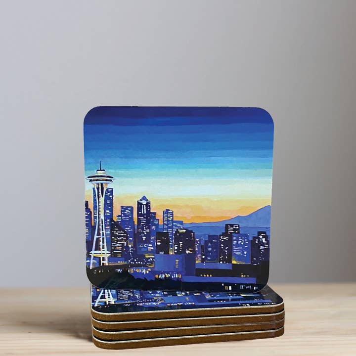 Sous-verres Space Needle et Mount Rainier pour la vente par IamBibby
