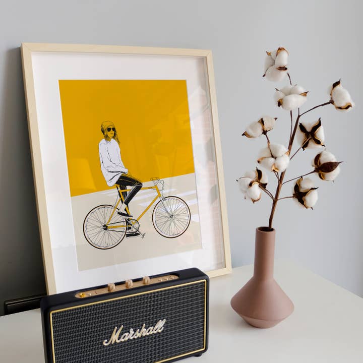 The Red Wolf - Wholesale Art Print - Yellow Bike - Art Print / Artist Poster4