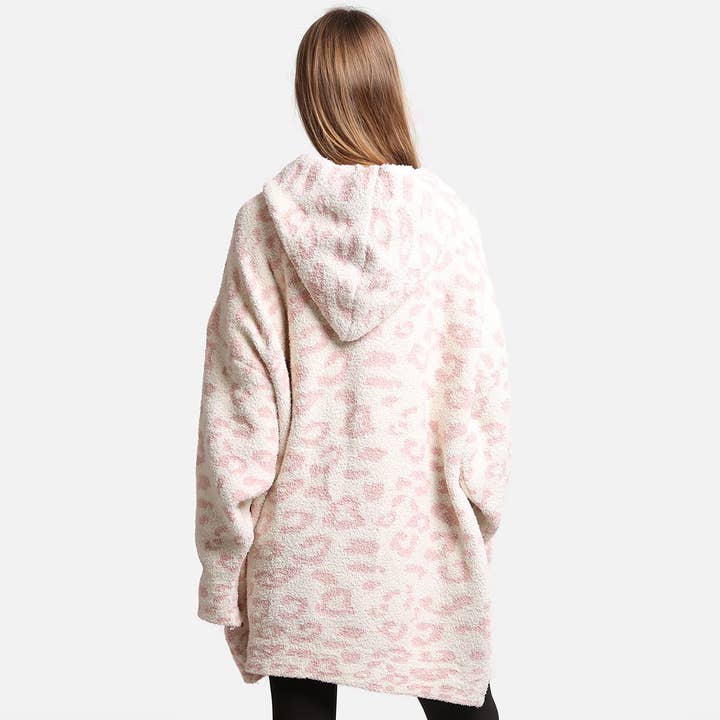 Fashion City - Wholesale Hoodie - Women's - Leopard Print Soft Hooded Snuggie w Pocket13