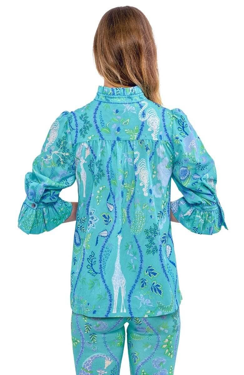 Gretchen Scott LLC - Wholesale Tunic - Women's - Ruffleneck Tunic - Jungle Symphony30