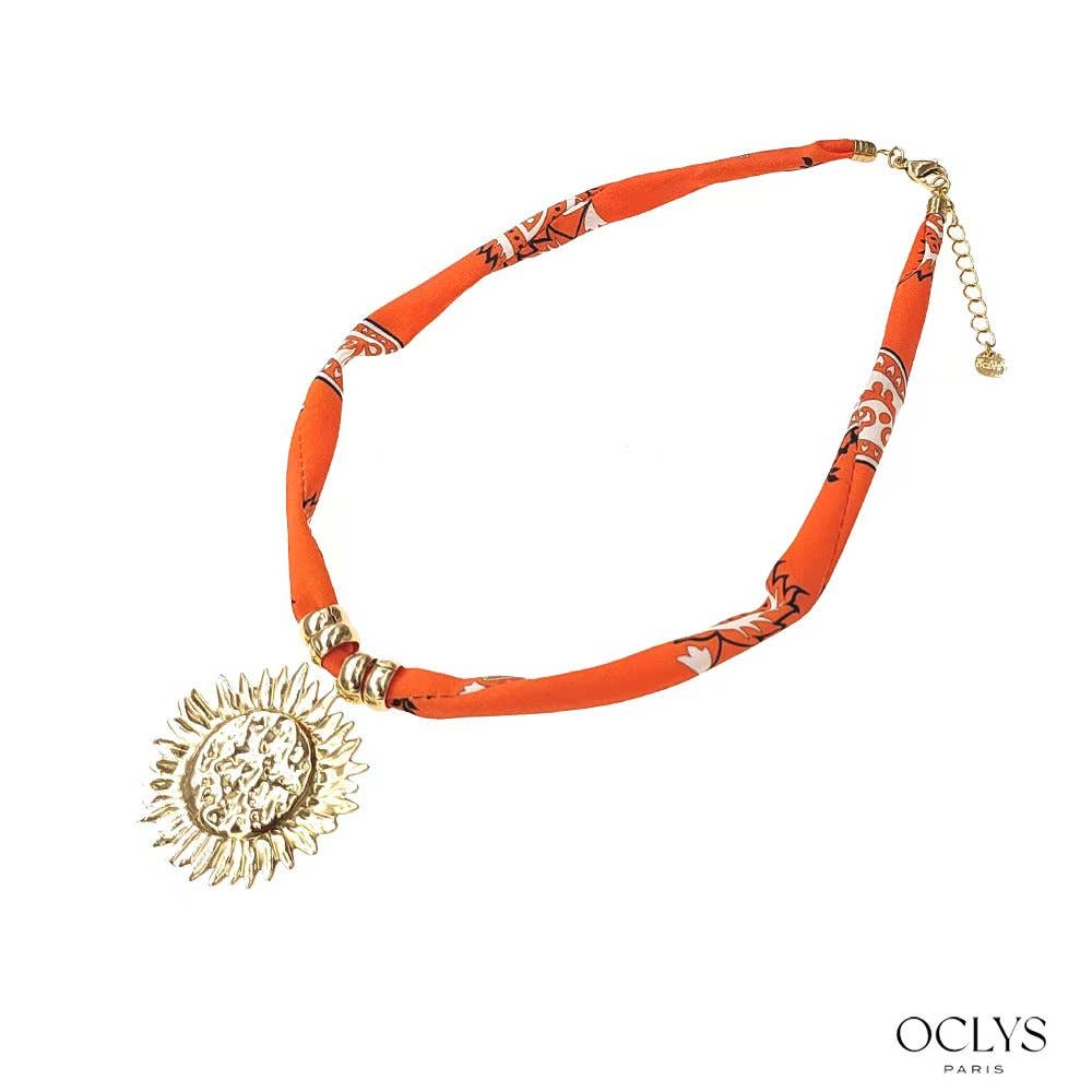 Oclys - Vente Colliers à pendentif - Collier bandana coloré fleur acier inoxydable Alma3