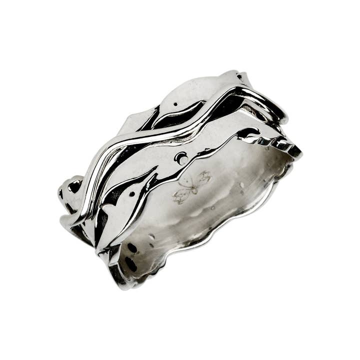 Energy Stone – wholesale Band/Stackad Ring – Delfin dans Sterling Silver Meditation Spinner Ring
