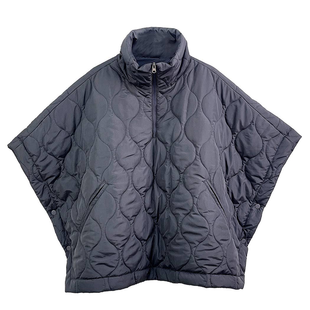 Fashion City - Venta al por mayor Poncho - Mujer - Chaqueta poncho acolchada con cuello alto para mujer17