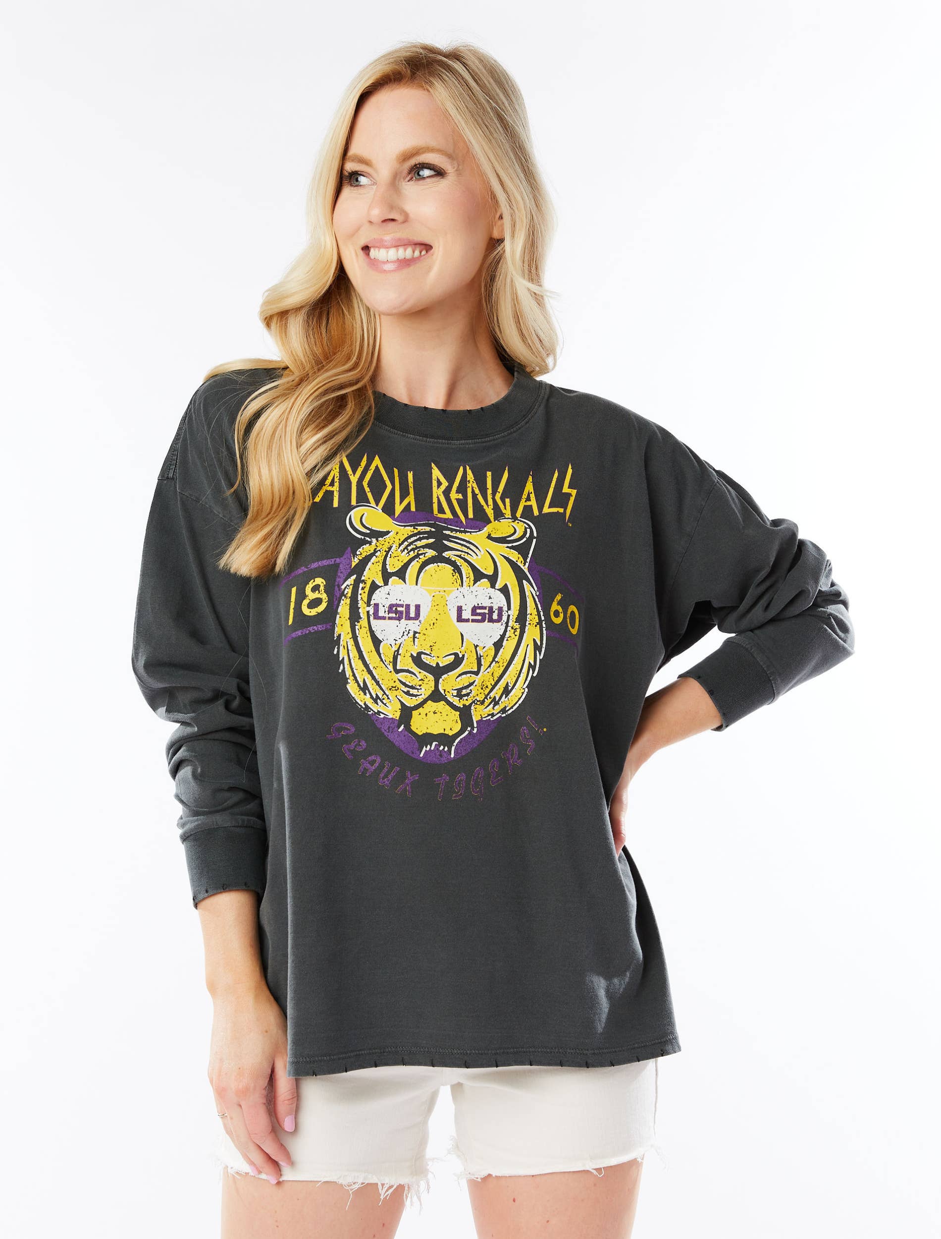 Stewart Simmons - Wholesale T-shirt met print - Dames - The Bayou Bengals Vintage met lange mouwen