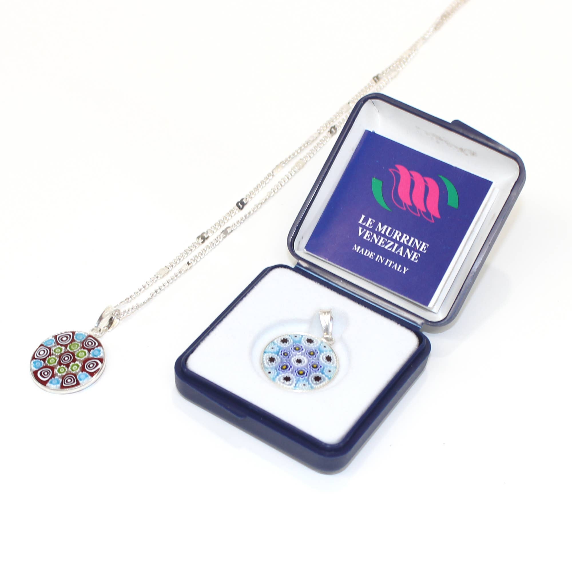 San Lorenzo Design – Engroshandel Halskæde med vedhæng – Murano venetiansk glas rund vedhæng, millefiori, håndlavet2