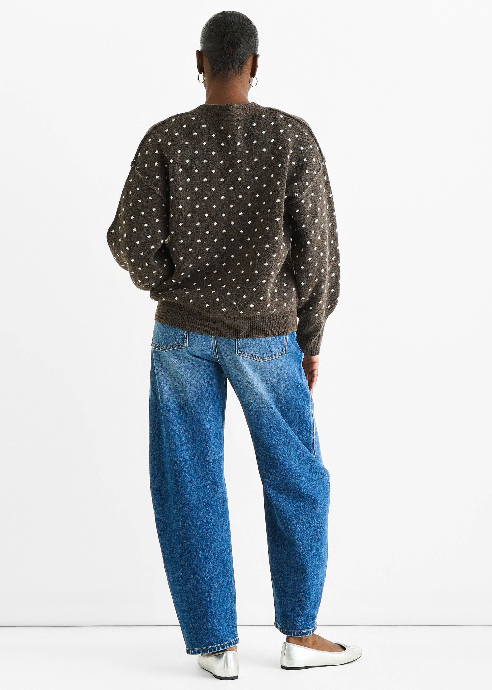 GINI LONDON - Wholesale Cardigan - Women's - Chocolate Spot Print Button Cardigan Look Jumper1