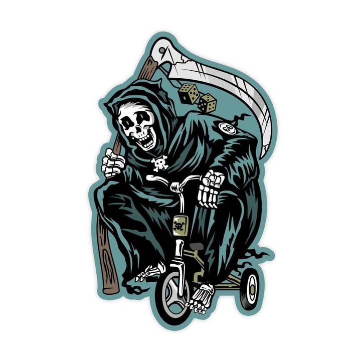 Grim Reaper Jigsaw Parody Sticker, Waterproof Vinyl Sticker for wholesale by Sticker Bull