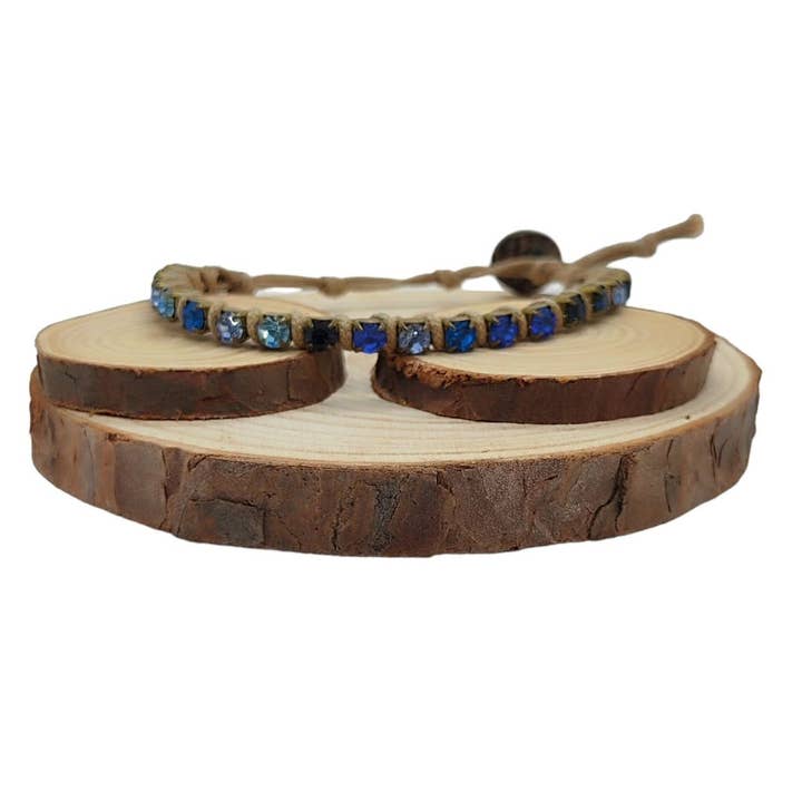 Bracelets à chaîne en cristal, taille moyenne, bleu multicolore pour la vente par QUÉ MÁS JEWELS