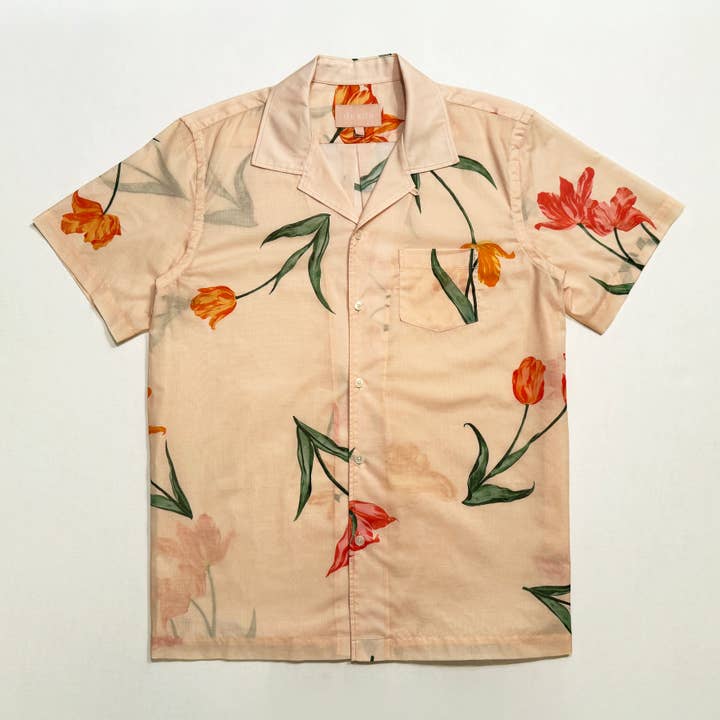 Camisa de Campismo: Estampa Floral de Tulipas por atacado de desde