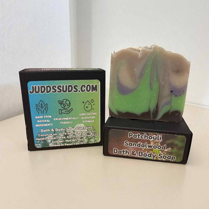 Patchouli & Bois de Santal | Savon Artisanal Fait Main | Mélange Boisé pour la vente par Judds Suds
