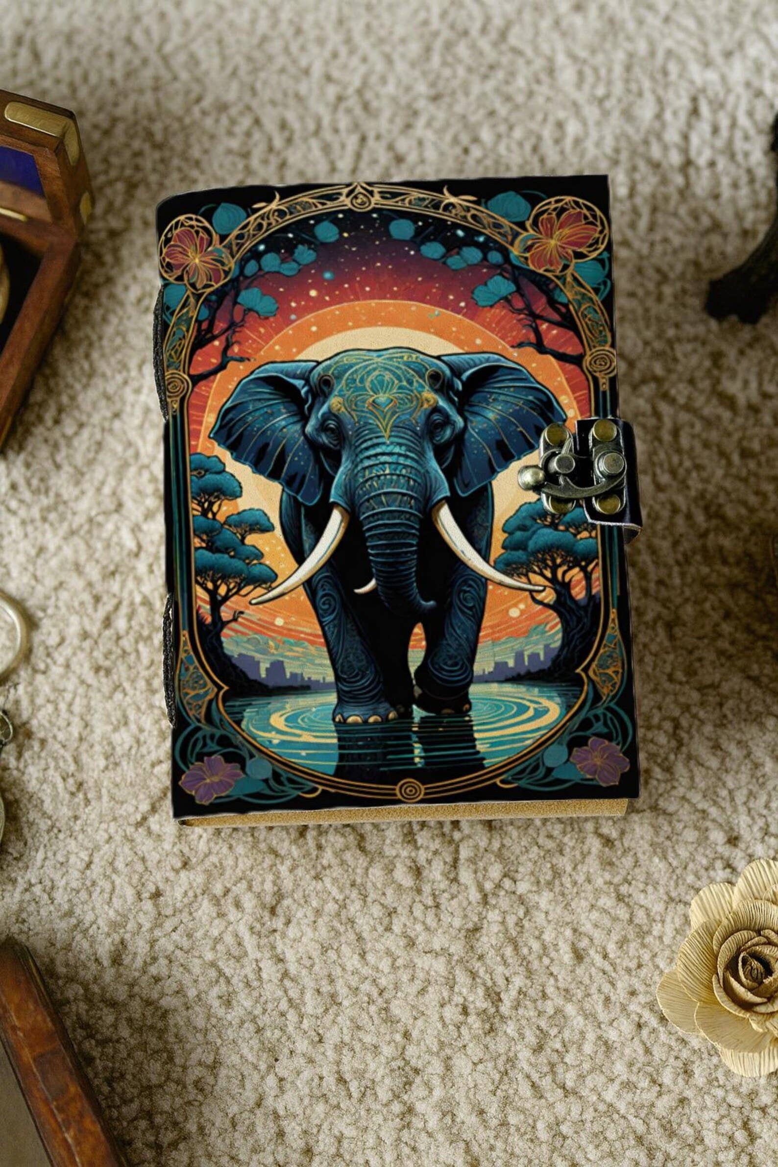 MNM HANDICRAFTS - Wholesale Journal/Diary - Handmade Leather Journal, Elephant Notebook, Safari Wildlife2