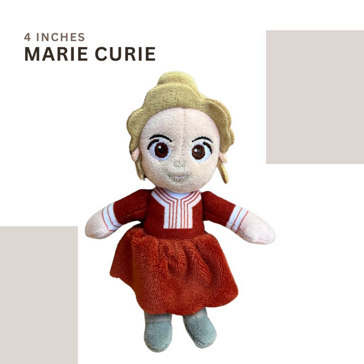 Marie Curie Plüschpuppe Pocket Edition für den Großhandel von Little Rebels