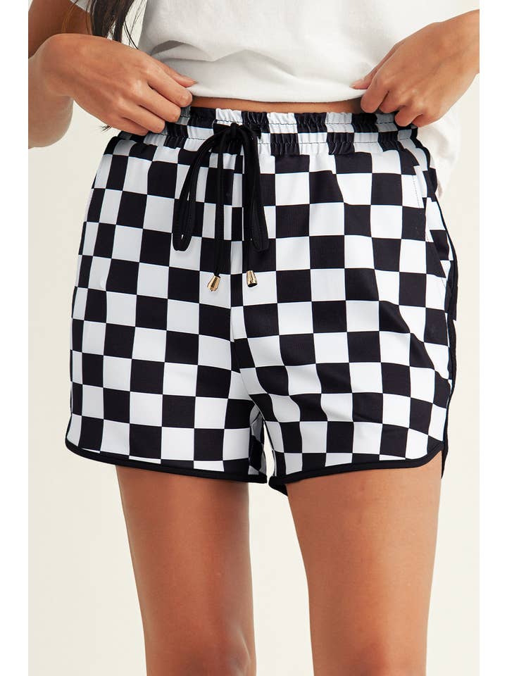 Little Daisy Closet - Wholesale Shorts - Women's - LDC Checkered Drawstring Casual Shorts2