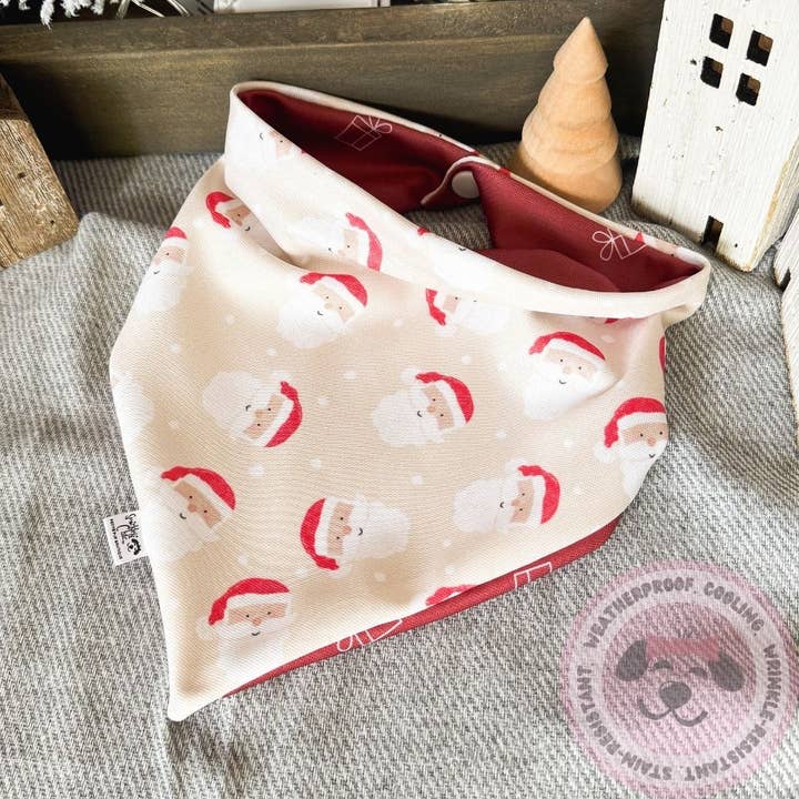 Santa's Little Helper Reversible Weatherproof Dog Bandana for wholesale by Sparkle & Chic Petite Pup Boutique