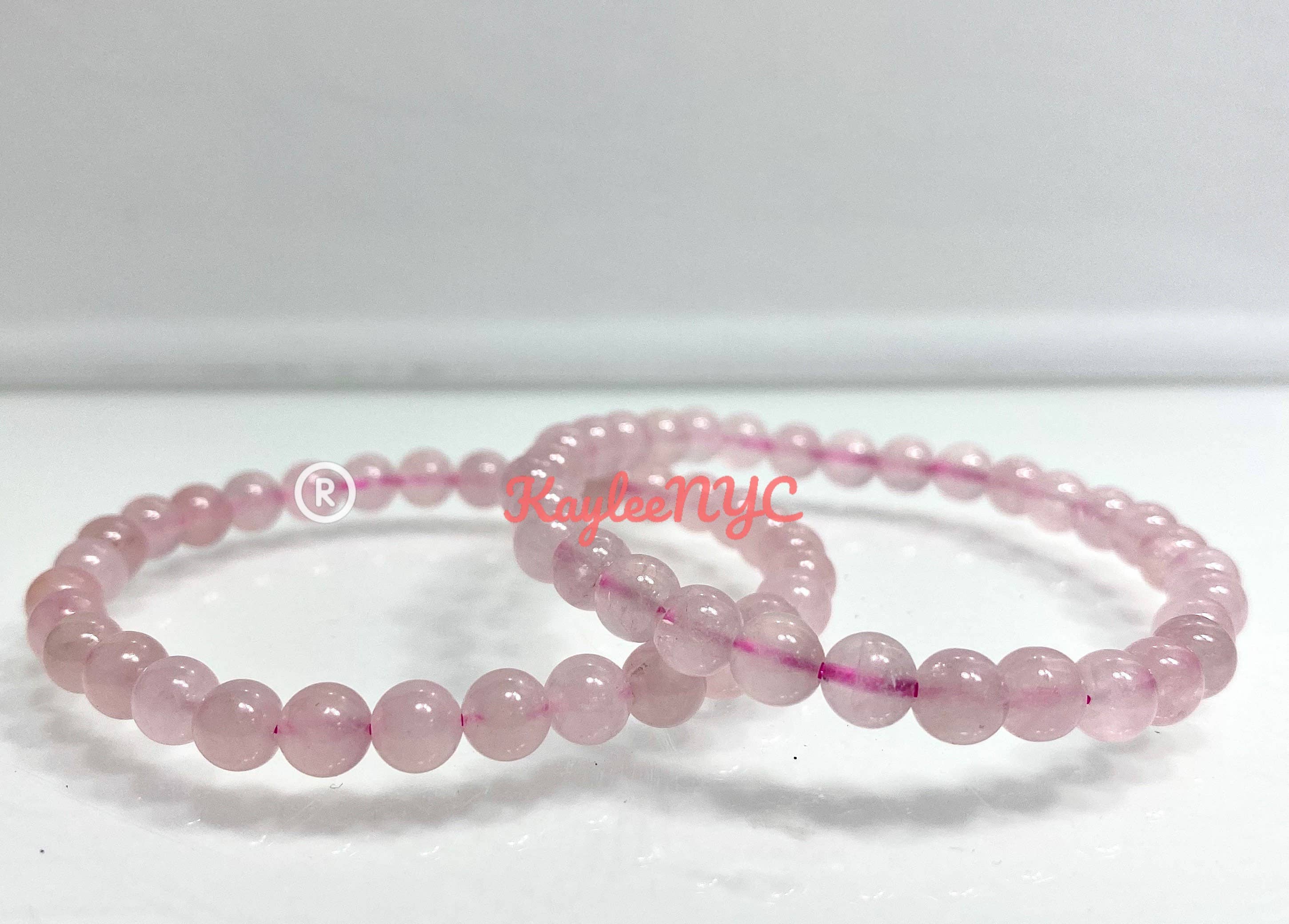 KayleeNYC - Wholesale Beaded Bracelet - Natural Rose Quartz 6mm 7.5” Crystal Healing Stretch Bracele1