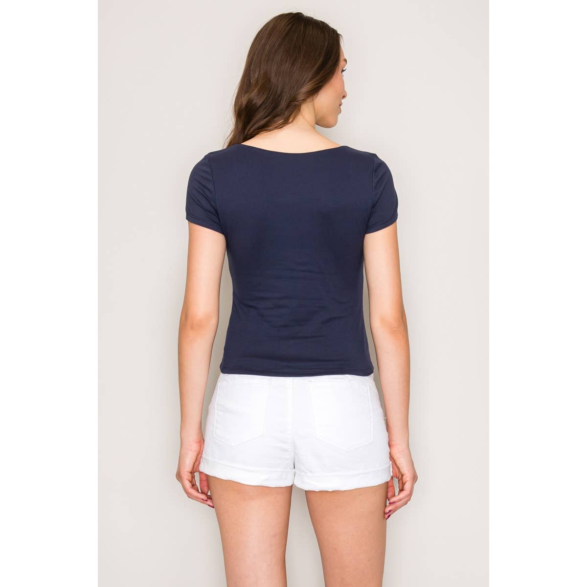 Popular 21 - Wholesale Knit Top - Women's - Double Layered Square Neck Short Sleeve Top8