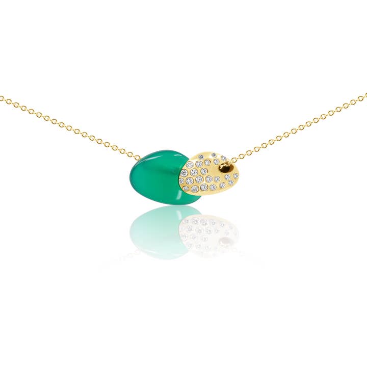 Nesting Diamond Pebble Necklace - Green Onyx for wholesale by C. GRASSI