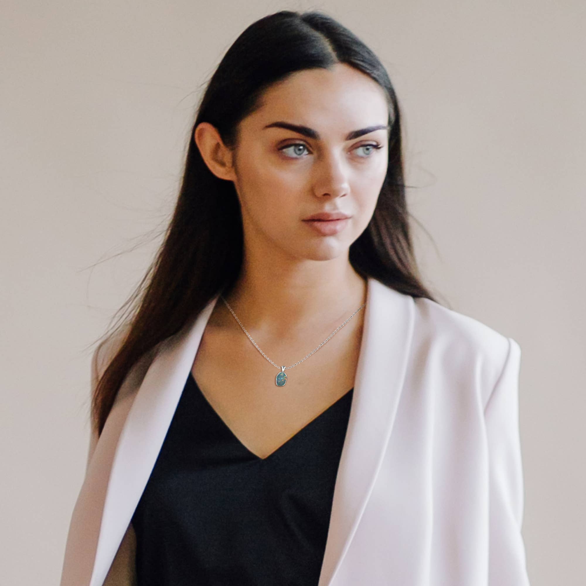 Nature Crafts – wholesale Pendant/charm necklace – Natural Raw Ethiopian Opal Pendant Necklace in 925 Silver3