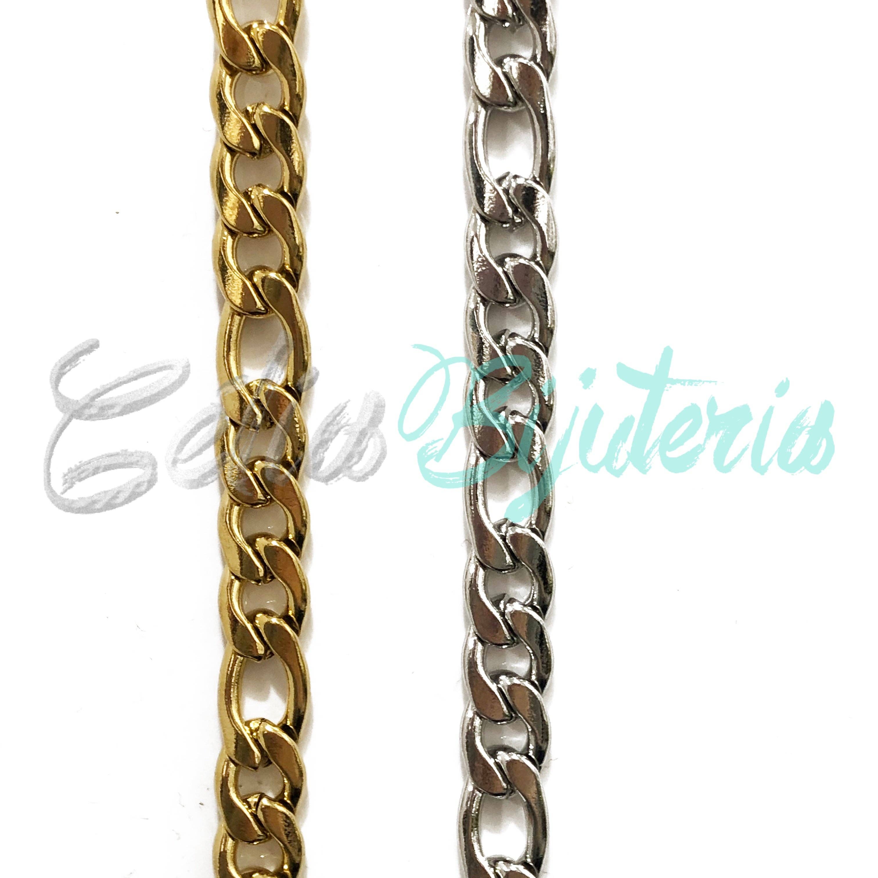 Celli Biju - Venta al por mayor Collares de cadenas y eslabones - Cadena por metro de Acero Inoxidable - Figaro0