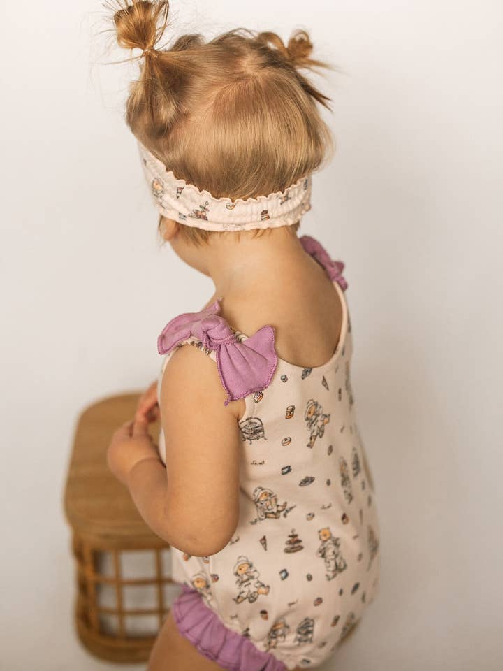 L'ovedbaby - Wholesale Bodysuit (Non-Footed) - Baby - Organic Bowtie Shoulder Bodysuit in Sweet Paddingtonâ„¢