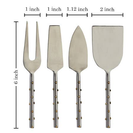 India Handicrafts Inc - Wholesale Cheese Spreader - Gold Dots Cheese Set-Piece