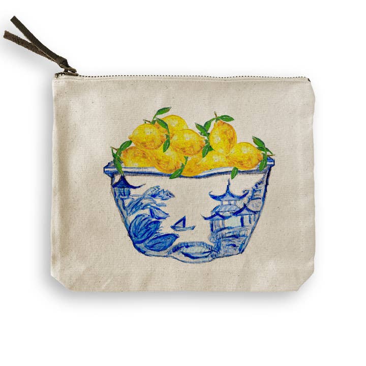 French Graffiti - Vente Torchons - Bol bleu et blanc avec citrons7