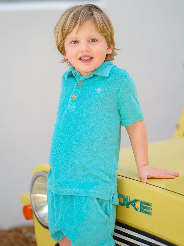 Love and Grow Clothing Co - Wholesale Top & Short Set - Kids - Lanier Bamboo Terry Set - Teal