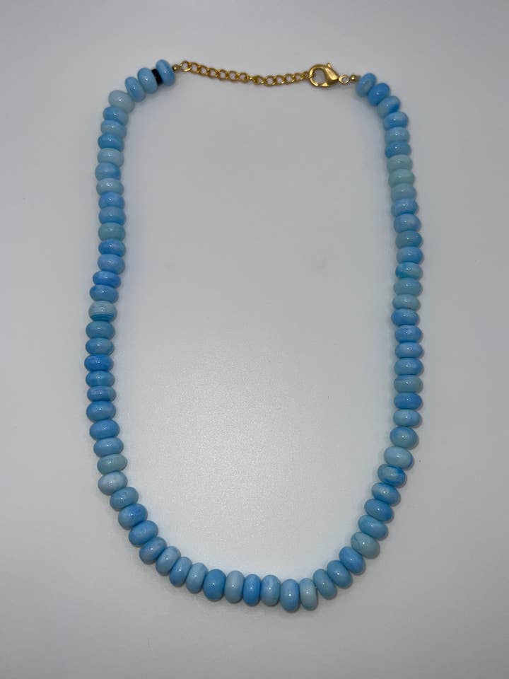 Light Blue Marble Beaded Necklace Sample 46 for wholesale by Allie + Bess