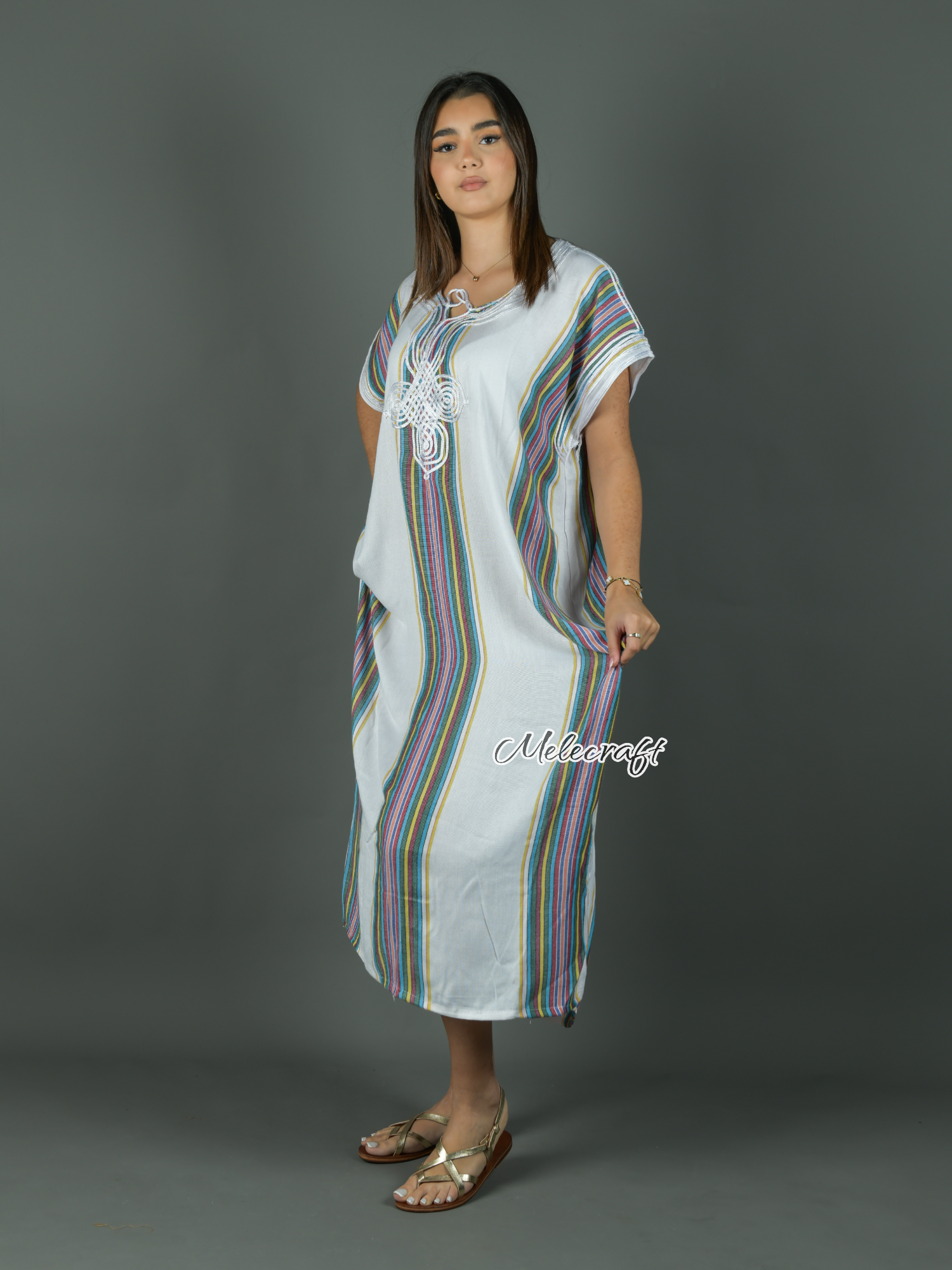 Melecraft - Wholesale Kaftan - Women's - Moroccan Striped Kaftan Dress for Women - Handmade Gandoura26