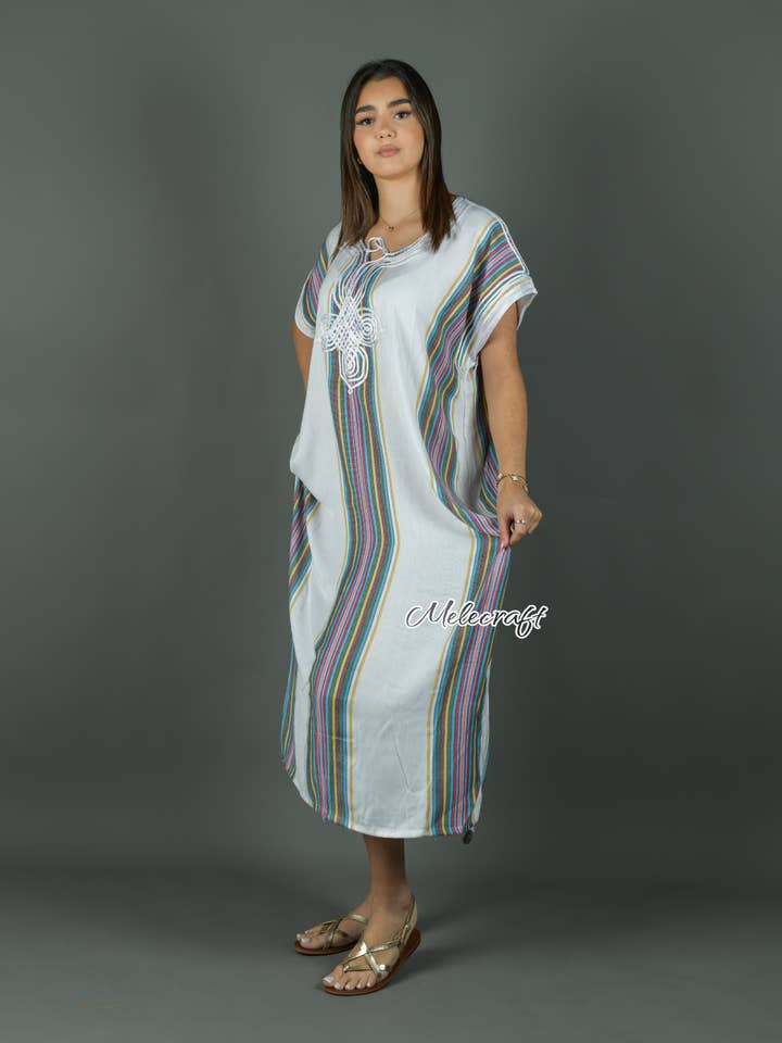 Melecraft - Wholesale Kaftan - Women's - Moroccan Striped Kaftan Dress for Women - Handmade Gandoura26
