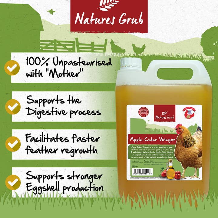 Natures Grub – wholesale Pet food – Not cat/dog – Natures Grub Apple Cider Vinegar for Chickens & Poultry 1ltr1