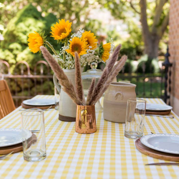 Galley and Fen - Wholesale Tablecloth - Yellow Ruffled Gingham Tablecloth