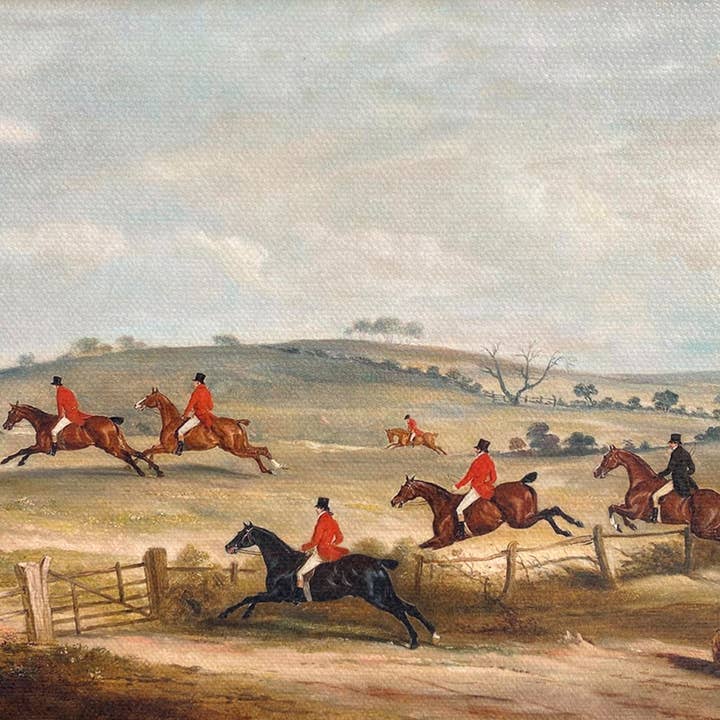 Madison Bay Co. - Historical Home Decor Reproductions - Wholesale Painting/Drawing - Quorn Hunt in Full Cry Fox Hunt Painting Print on Canvas