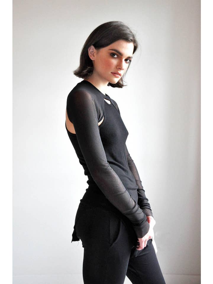 BLACK Mesh Ayla Shrug for wholesale on Faire5