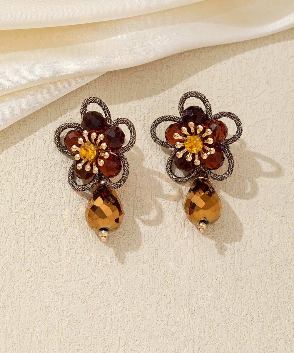 Blossom bijoux - Wholesale Dangle Earrings - Crystal Flower Drop Stud Earrings – 26AHBOL0335