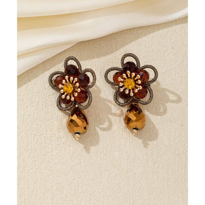 Blossom bijoux - Wholesale Dangle Earrings - Crystal Flower Drop Stud Earrings – 26AHBOL0335