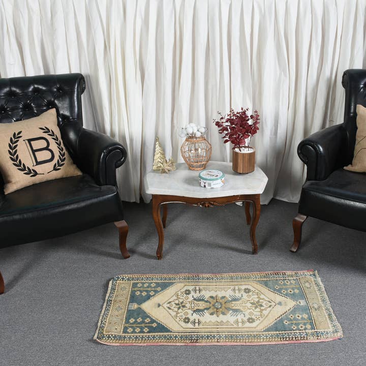 Tapete Azul Feito à Mão, Cobertura de Chão Geométrica Clássica por atacado de Vintage Rugs Loom