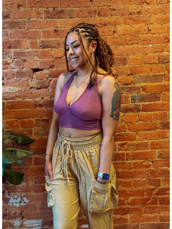 Gardenbelle Shop - Wholesale Bralette - Women's - Organic Cotton Bamboo Bralette, Beachy Tie Back Cozy Bra Top