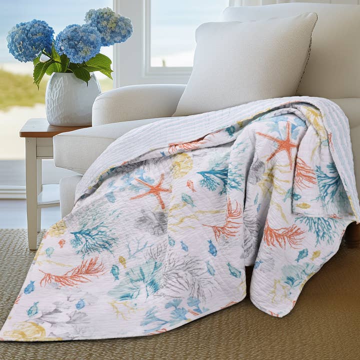 Whimsical Sea Quilted Throw for wholesale by Levtex Home