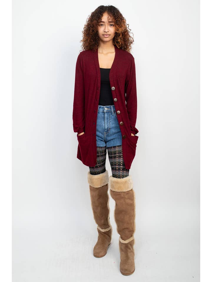 Lakhays Collection Inc. - Wholesale Cardigan - Women's - Floral Moth Long Button Cardigan