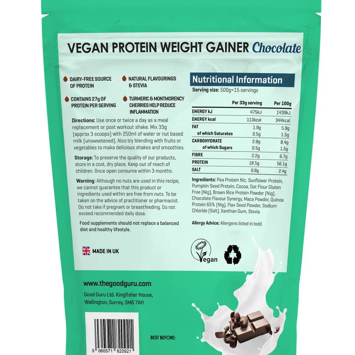 The Good Guru – wholesale Protein/superfood powder – Vegan Protein Powder Weight Gainer Chocolate1