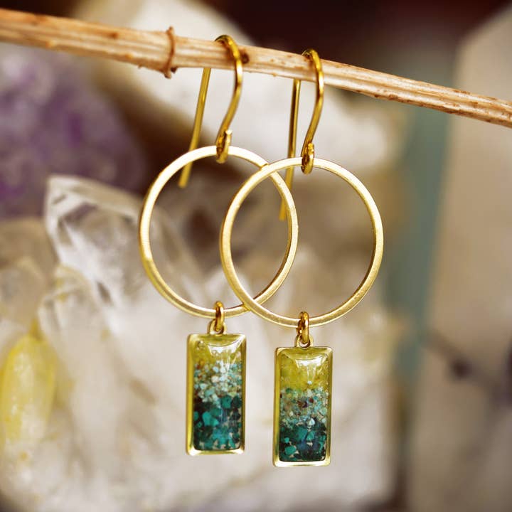 Gradient Rectangle and Circle Drop Earrings for wholesale by Cameoko